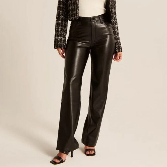 Abercrombie & Fitch Pants - Abercrombie & Fitch Curve Love Vegan Leather 90s Relaxed Pant Black Size 27/4